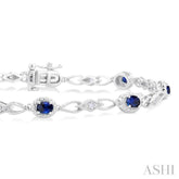 1/20 ctw Oval Cut 4X3MM Sapphire and Round Cut Diamond Precious Fashion Bracelet in 10K White Gold